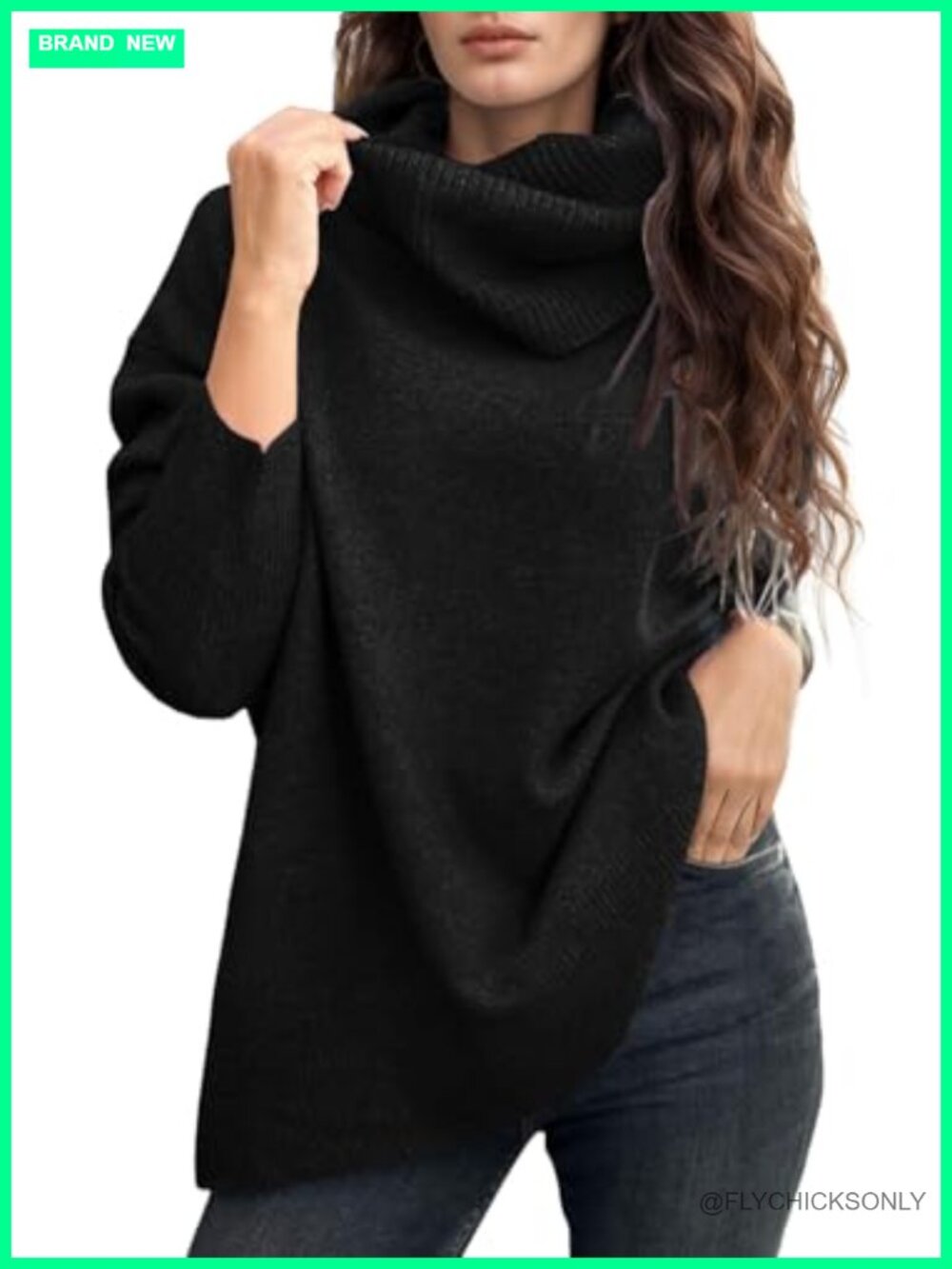 Women's Oversized Turtleneck Sweater Long Sleeve Pullover